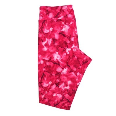 LuLaRoe Tall Curvy TC Valentines Batik Abstract Dye Pink Red Black Leggings fits Adult sizes 12-18 7404-A