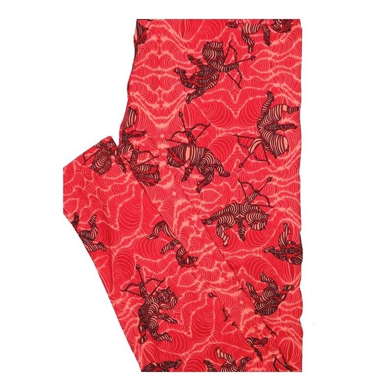 LuLaRoe Tall Curvy TC Valentines Cupids Bow Arrow Trippy 70s Buttery Soft Leggings fits Women 12-18