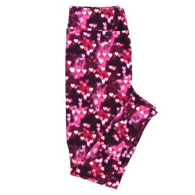 LuLaRoe Tall Curvy TC Valentines Ethereal Hearts Batik Dye Red White Pink Leggings fits Adult sizes 12-18 7404-B
