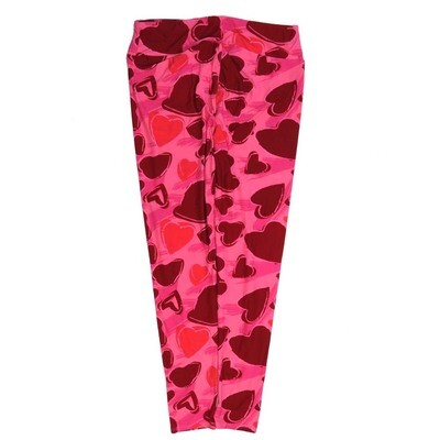 LuLaRoe Tall Curvy TC Valentines Hearts All Shapes Red Pink Buttery Soft Leggings fits Adult Women sizes 12-18 7072-K