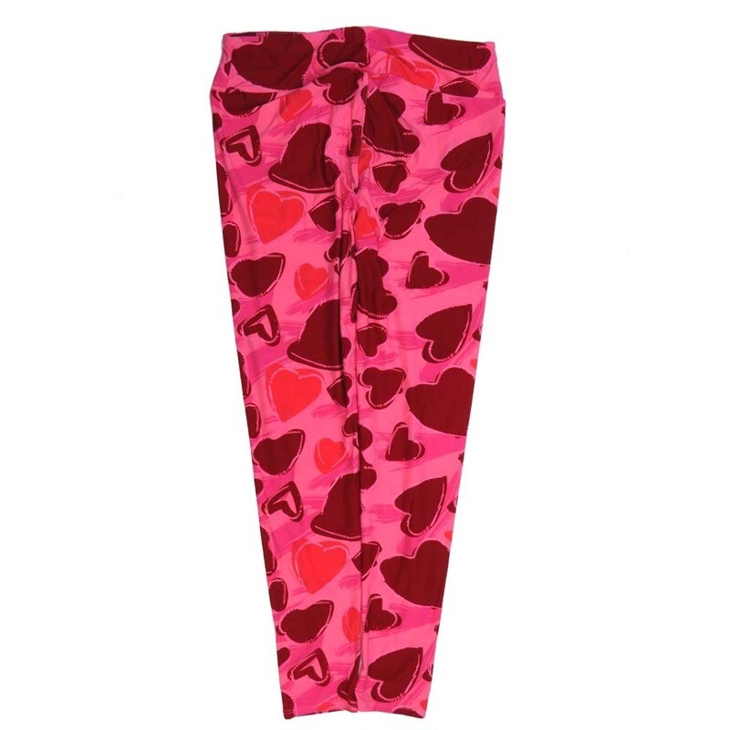 LuLaRoe Tall Curvy TC Valentines Hearts All Shapes Red Pink Buttery Soft Leggings fits Adult Women sizes 12-18  7072-K