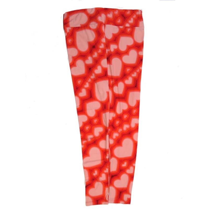 LuLaRoe Tall Curvy TC Valentines Hearts Growing Pink Buttery Soft Leggings fits Adult Women sizes 12-18  7072-I
