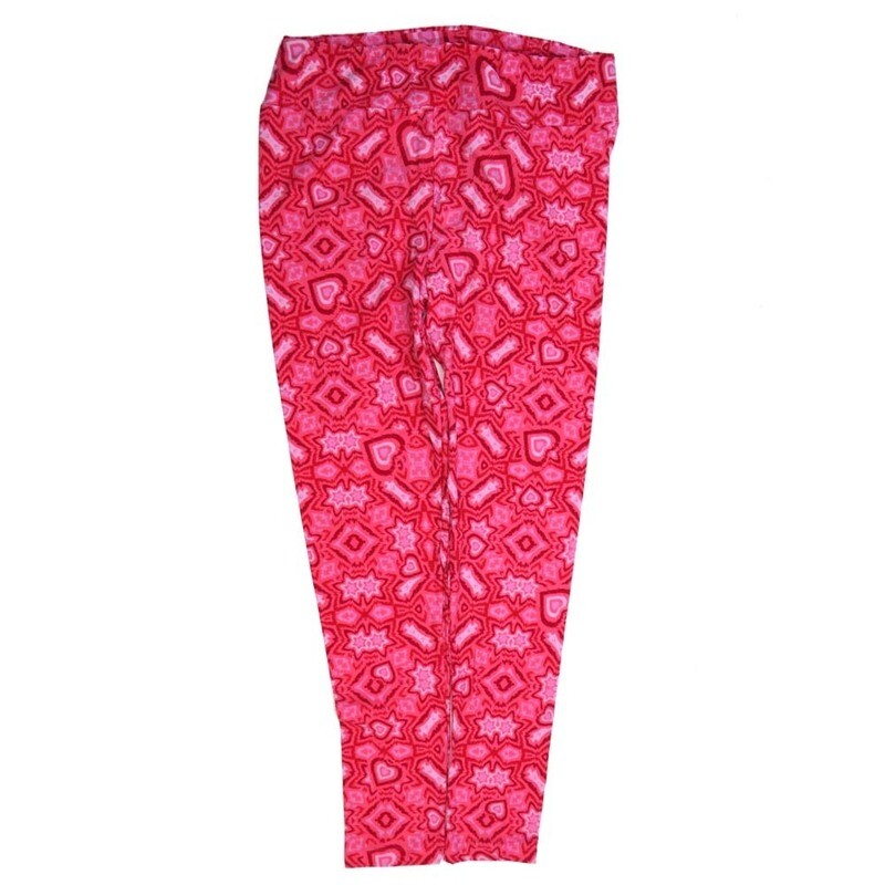 LuLaRoe Tall Curvy TC Valentines Hearts Mandalas Stars Trippy 70s Pink Red Buttery Soft Leggings fits Adult Women sizes 12-18  7072-J