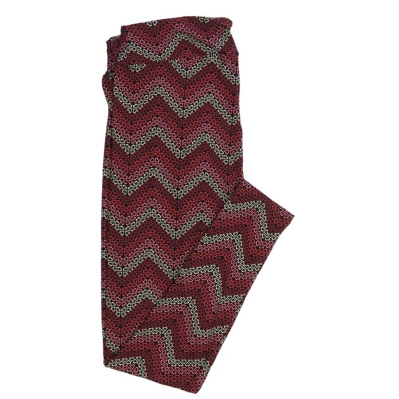 LuLaRoe Tall Curvy TC Valentines Herringbone Mini Hearts Black Red White Pink TC-7065-L Buttery Soft Leggings fits Adult Women sizes 12-18