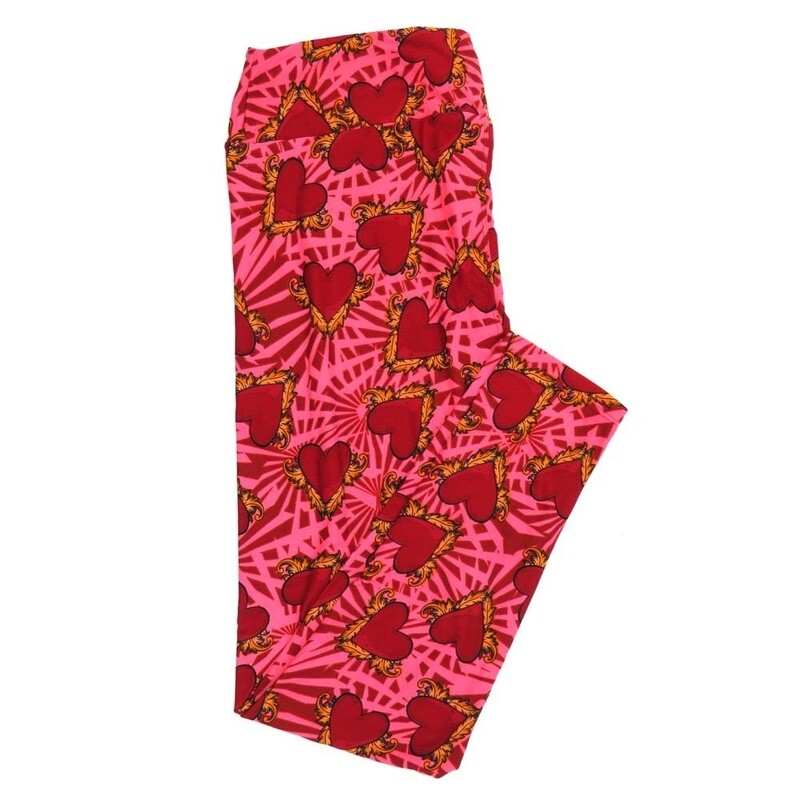 LuLaRoe Tall Curvy TC Valentines Ornate Hearts Leggings fits Adult Women sizes 12-18  7399-T  QQQ