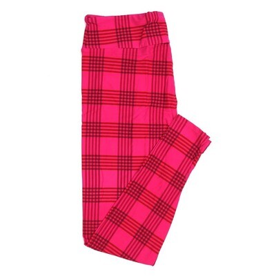 LuLaRoe Tall Curvy TC Valentines Plaid Criss Cross Stripe Red Pink Leggings fits Adult sizes 12-18 7407-A