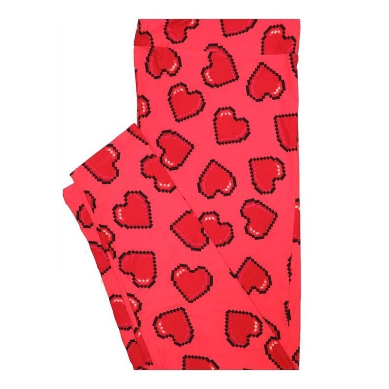LuLaRoe Tall Curvy TC Valentines Pixelated Hearts Buttery Soft Leggings fits Women 12-18