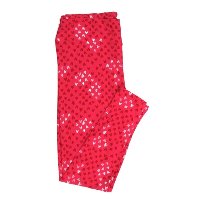 LuLaRoe Tall Curvy TC Valentines Polka Dot Pink White Red Hearts Buttery Soft Leggings fits Adult Women sizes 12-18   TC-7354-P