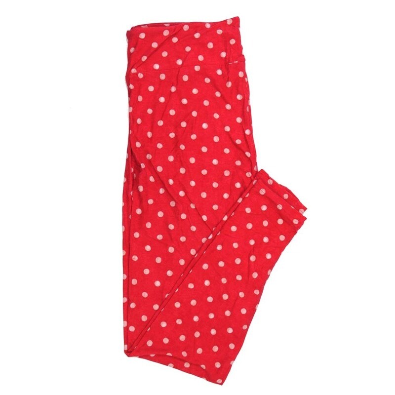 LuLaRoe Tall Curvy TC Valentines Polka Dot Red Pink Leggings fits Adult sizes 12-18  7403-A