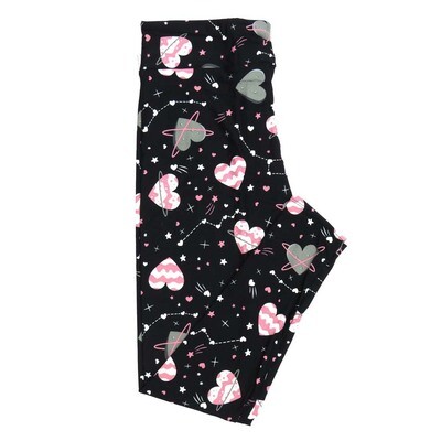 LuLaRoe Tall Curvy TC Valentines Space Hearts Zodiac Signs Big Dipper Constellations Black White Pink Stars Leggings fits Adult sizes 12-18 7403-C