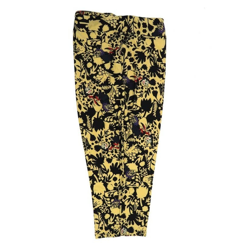 LuLaRoe Tall Curvy TC Disney Cruella de Vil from 101 Dalmations Black Yellow Magenta Buttery Soft Leggings fits Adult Women sizes 12-18  7077-X3