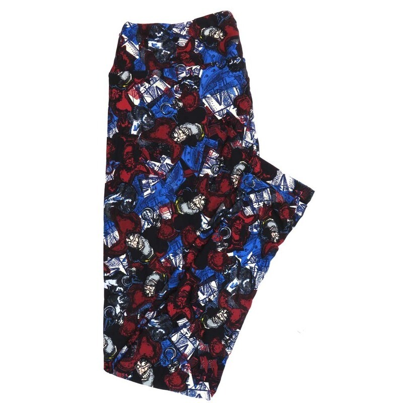 LuLaRoe Tall Curvy TC Disney Capt Hook Smiling Blue Black  Red Blue White Leggings fits Adult Women sizes 12-18  7399-G  QQQ
