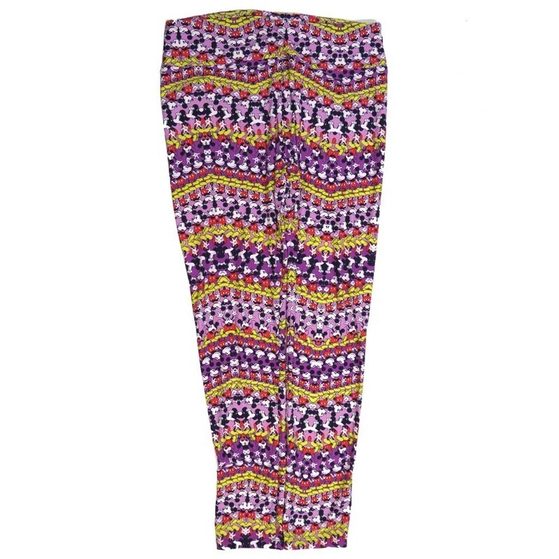 LuLaRoe Tall Curvy TC Disney Mickey Mouse Emotions Smiling Multiple Stripe Buttery Soft Leggings fits Adult Women sizes 12-18  7066-ZI