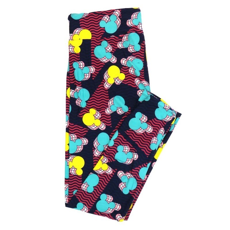 LuLaRoe Tall Curvy TC Disney Mickey Mouse Wavy Stripes  Leggings fits Adult Women sizes 12-18  7337-F-3  QQQ