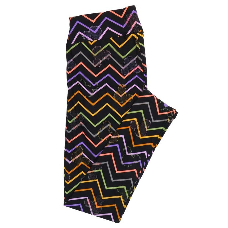 LuLaRoe Tall Curvy TC Disney Mickey Mouse Zig Zag Stripes Blue Black  Rainbows Leggings fits Adult Women sizes 12-18  7336-S-5  QQQ