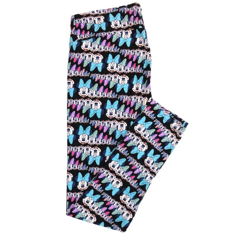 LuLaRoe Tall Curvy TC Disney Minnie Mouse Multi Stripes Blue Black  Pink White Blue Leggings fits Adult Women sizes 12-18  7337-R  QQQ
