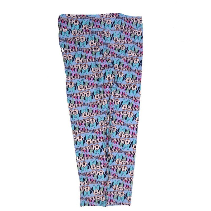 LuLaRoe Tall Curvy TC Disney Minnie Mouse Multiples Blue White Black Pink Buttery Soft Leggings fits Adult Women sizes 12-18  7069-ZC