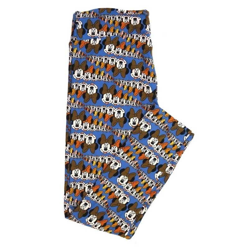 LuLaRoe Tall Curvy TC Disney Minnie Mouse Multiplying Blue Red Black White TC-7071-D Buttery Soft Leggings fits Adult Women sizes 12-18