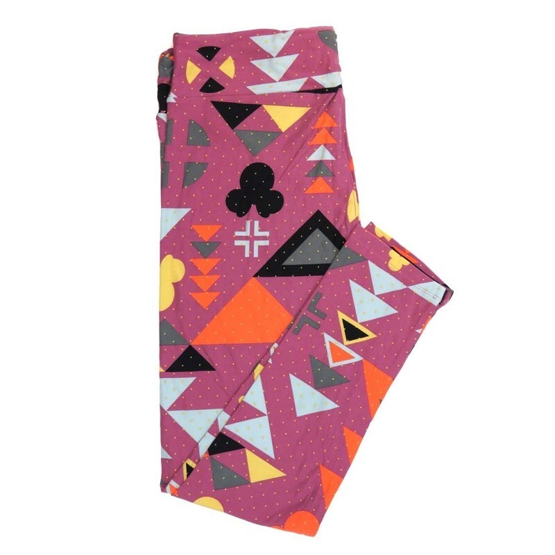 LuLaRoe Tall Curvy TC Disney Minnie Mouse Polka Dots Geometric Triangles Leggings fits Adult Women sizes 12-18  7336-N-3  QQQ