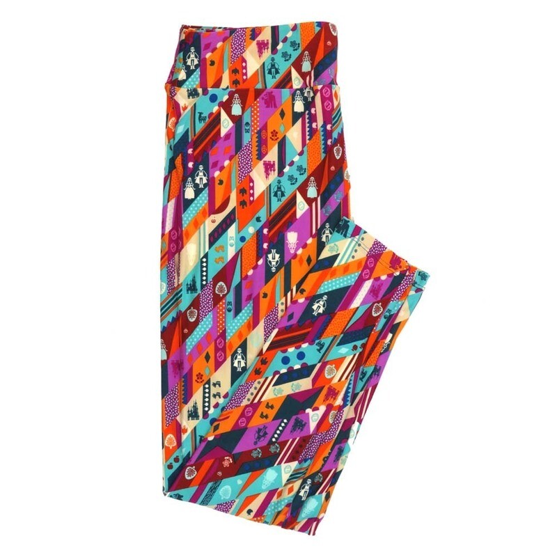 LuLaRoe Tall Curvy TC Disney Small World Castles Leggings fits Adult Women sizes 12-18  7337-U  QQQ