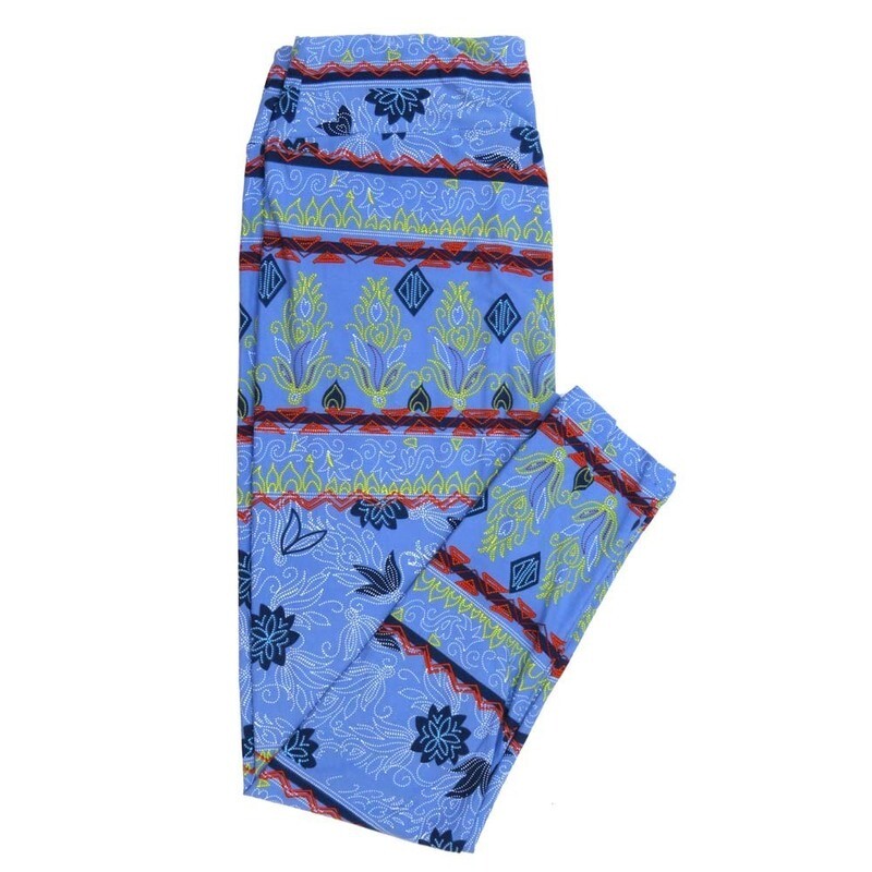 LuLaRoe Tall Curvy TC Stitched Ornate Stripe Floral TC-7066-ZC Buttery Soft Leggings fits Adult Women sizes 12-18