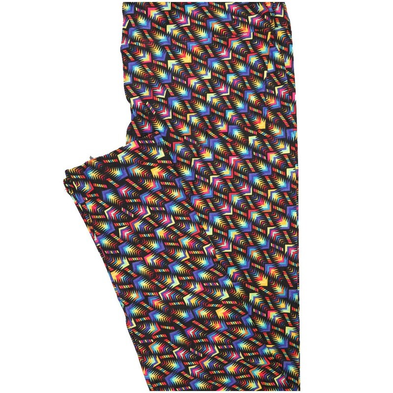 LuLaRoe Tall Curvy TC Black Yellow Green Blue Shooting Arrows Geometric Stripe Buttery Soft Leggings fits Adult Women sizes 12-18  TC-7223-C12