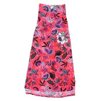 LuLaRoe Maxi b X-Small XS Floral Pink Red Black White A-Line Flowy Skirt fits Adult Women sizes 2-4 XS-312-D.JPG