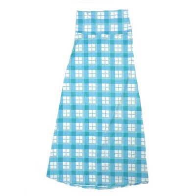 LuLaRoe Maxi b X-Small XS Plaid Blue White Gray Green A-Line Flowy Skirt fits Adult Women sizes 2-4 XS-305.JPG