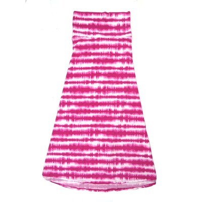 LuLaRoe Maxi b X-Small XS Shibori Stripe Tye Dye Pink White A-Line Flowy Skirt fits Adult Women sizes 2-4 XS-308.JPG