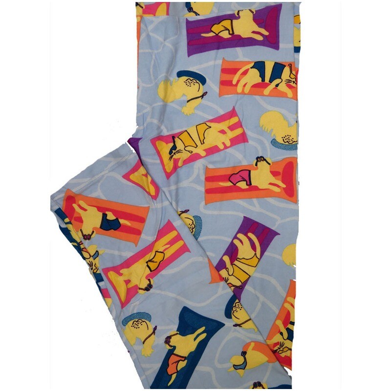 LuLaRoe Tall Curvy TC Dog Cats Chickens Sunglasses Sunbathing Rafts Floats Blue Green Purple Black Buttery Soft Leggings fits Adult Women sizes 12-18  TC-7226-J8