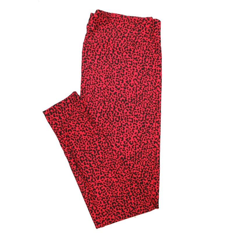 LuLaRoe Tall Curvy TC Cheetah Print Red Black Valentines a Buttery Soft Leggings fits Adult Women sizes 12-18