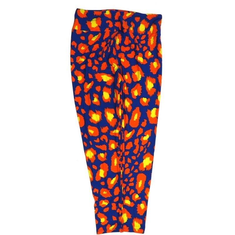 LuLaRoe Tall Curvy TC Cheetah Skin Print Purple Orange Yellow Buttery Soft Leggings fits Adult Women sizes 12-18  7076-ZD