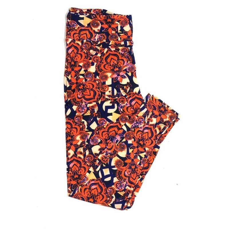 LuLaRoe Tall Curvy TC Paisley Fleur de Lis Buttery Soft Leggings fits Adult Women sizes 12-18   TC-7389-V