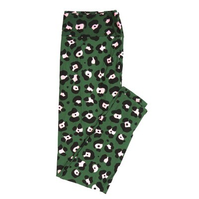 LuLaRoe Tall Curvy TC Panda Like Animal Print Green Black White Leggings fits Adult Women sizes 12-18 7422-A30