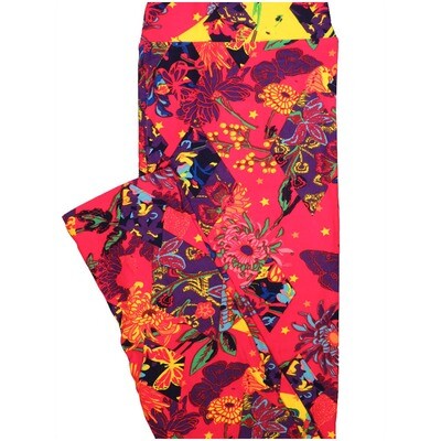 LuLaRoe Tall Curvy TC Butterfly Stars Butterlfies Red Yellow Blue Floral Buttery Soft Leggings fits Adult Women sizes 12-18