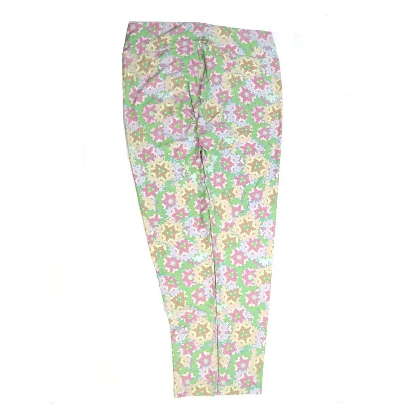 LuLaRoe Tall Curvy TC Mandala Pastel Blue White Green Yellow Buttery Soft Leggings fits Adult Women sizes 12-18  7075-A4