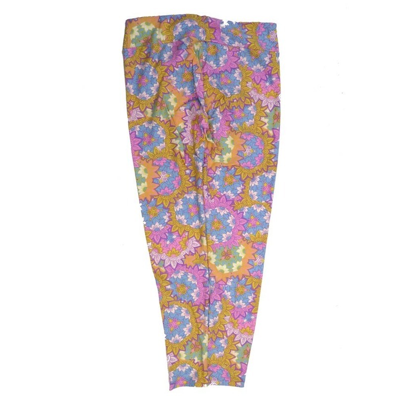LuLaRoe Tall Curvy TC Mandala Purple Blue Lavender Green Yellow Buttery Soft Leggings fits Adult Women sizes 12-18  7075-B