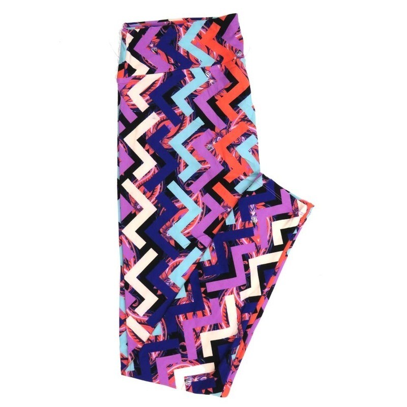 LuLaRoe Tall Curvy TC Paisley Chevron Stripe Feathers Blue Black White Purple Buttery Soft Leggings fits Adult Women sizes 12-18   TC-7358-N3