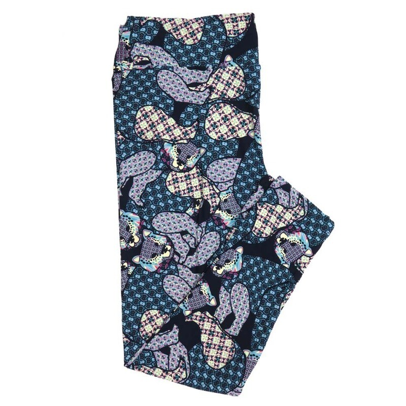 LuLaRoe Tall Curvy TC Patchwork Bear Cub Geometric Animal Buttery Soft Leggings fits Adult Women sizes 12-18   TC-7351-F2