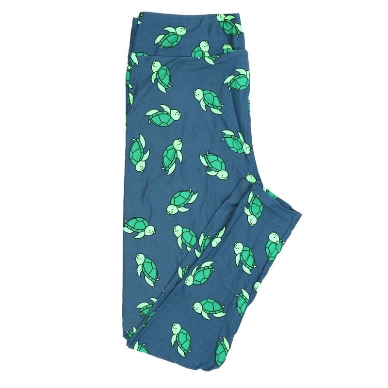 LuLaRoe Tall Curvy TC Smiling Swimming Turtles Leggings fits Adult Women sizes 12-18 7414-A32