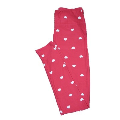 LuLaRoe Tall Curvy TC Red White Polka Dot Hearts Valentines Buttery Soft Leggings fits Adult Women sizes 12-18