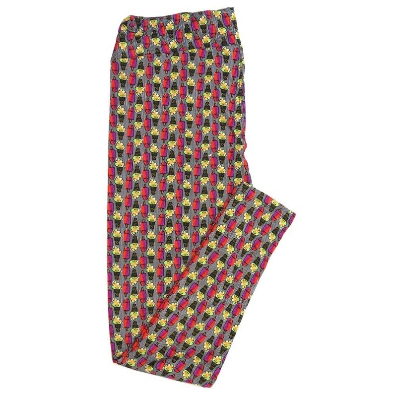 LuLaRoe Tall Curvy TC Americana USA Ice Cream Cones Popsicles Stripes TC-7065-Z Buttery Soft Leggings fits Adult Women sizes 12-18