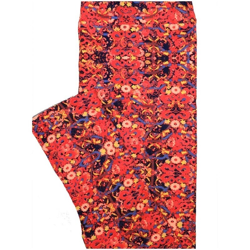 LuLaRoe Tall Curvy TC Black Red Yellow Floral Buttery Soft Leggings fits Adult Women sizes 12-18