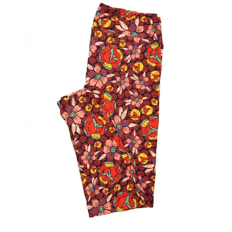 LuLaRoe Tall Curvy TC Buttery Soft Leggings Floral fits Adult Women sizes 12-18  TC-7022-O2