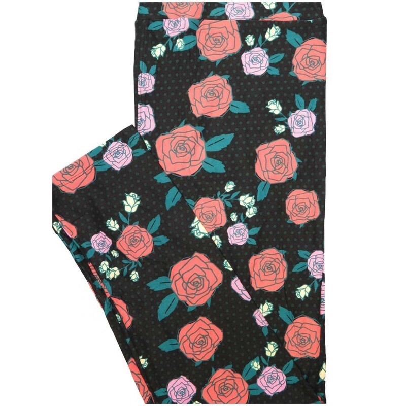LuLaRoe Tall Curvy TC Roses Polka Dot Hearts Black Pink White Valentines Buttery Soft Leggings fits Adult Women sizes 12-18