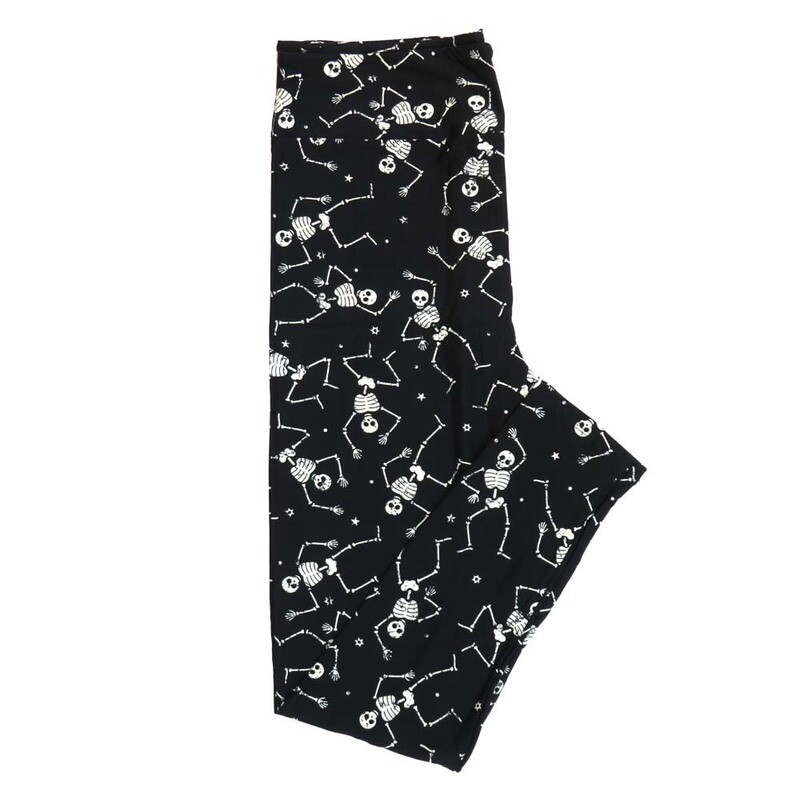 LuLaRoe Tall Curvy (TC) Halloween Skeletons Dancing Waving Stars Black White Polka Dot Buttery Soft Leggings 7092-B15 fits Adult Women sizes 12-18 LuLaRoe Tall Curvy (TC) Halloween Skeletons Dancing Waving Stars Black White Polka Dot Buttery Soft Leggings 7092-B15 fits Adult Women sizes 12-18