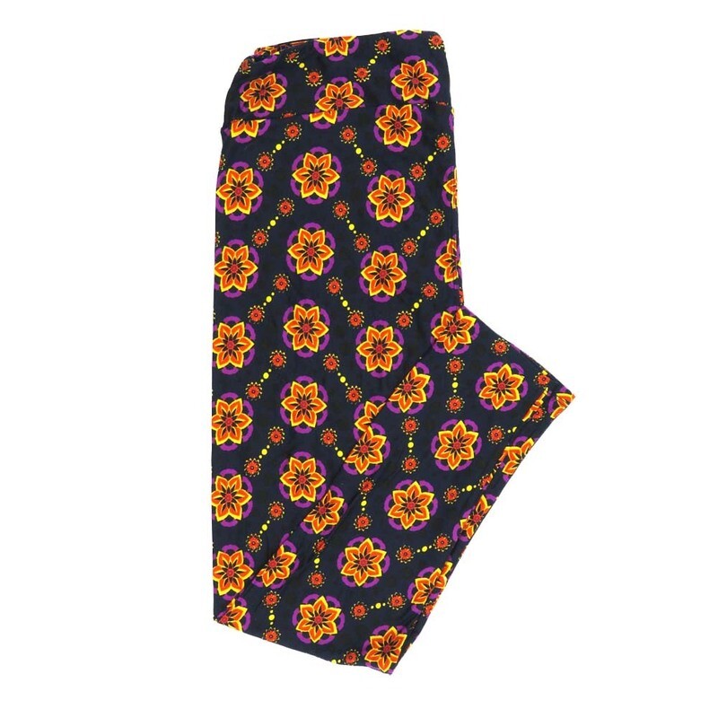 LuLaRoe Tall Curvy TC Floral Herringbone Stripe Leggings fits Adult Women sizes 12-18 7079-I