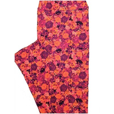 LuLaRoe Tall Curvy TC Orange Pink Purple Floral Buttery Soft Leggings fits Adult Women sizes 12-18