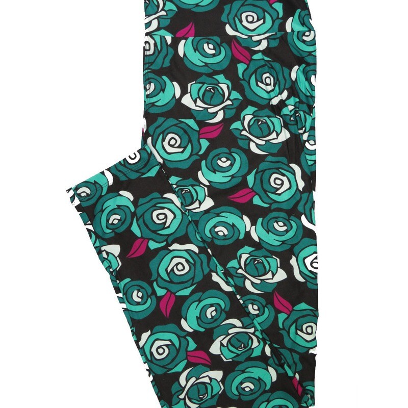 LuLaRoe Tall Curvy TC Roses Gray Black Green Buttery Soft Leggings fits Adult Women sizes 12-18  TC-7216-J