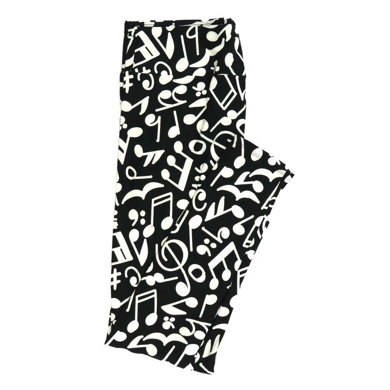 LuLaRoe Tall Curvy TC Music Notes Black White Leggings fits Adult Women sizes 12-18 7398-E6